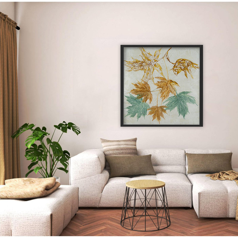 "Lustrous Foliage", art mural sur toile, H 12 po x l 12 po, Cadre flottant noir