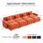 156" W U-Shaped Modular Sectional Sofa With Deep Seat, Cloud Couch With Four Ottomans & Removable Cushions-Orange