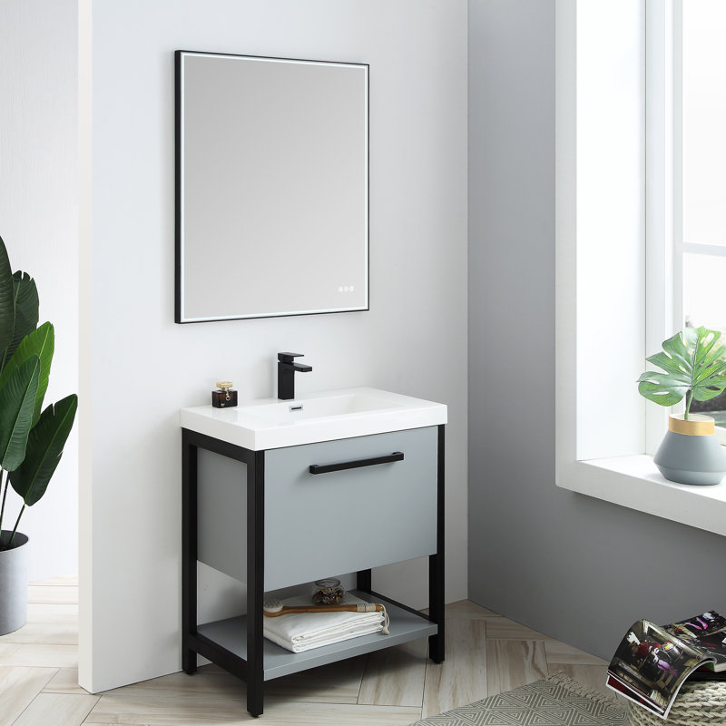 Ensemble de meuble-lavabo de salle de bain simple 30 po ergonomique imperméable Herakleitos