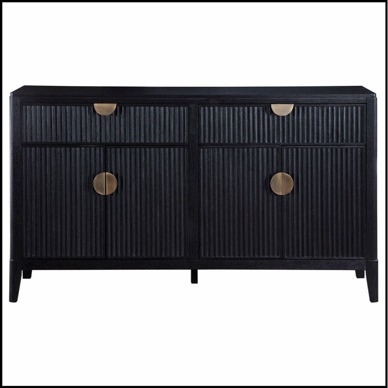 Mason Black 2-Drawer Sideboard with Spacious Storage, Sleek Design for Modern and Traditional Decor.