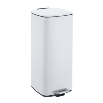 8-Gallon Stainless Steel Trash Can with Step Pedal, and Removable Inner Bucket, Square Fingerprint-Resistant Garbage Bin for Kitchen or Bathroom