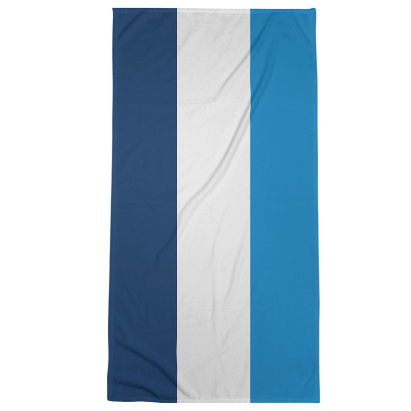 Cotton Blend Beach Towel, Blue/Ivory
