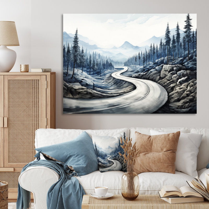 Meandering Road Endless Journey II - Landscapes Wall Decor, 34" H x 44" W, Toile tendue