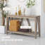 Console, table d'entrée de ferme avec tablette à lattes de rangement, canapé rustique avec anti-basculement pour le salon, couloir-1833489125