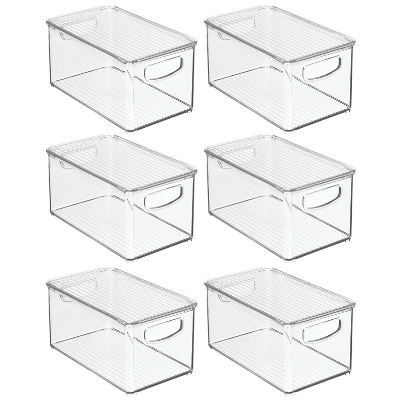 mDesign Plastic Storage Bin Box Container, Lid and Handles, 5.2" H x 6.16" W x 10.67" D, 6