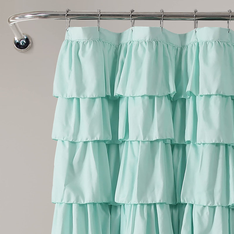 Light Turquoise Ruffle Polyester Shower Curtain, 72" x 72"