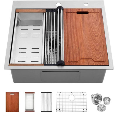 25'' L Drop-In Single Bowl Stainless Steel Kitchen Sink