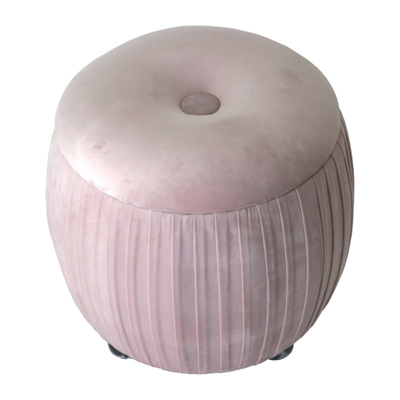 Sagebrook Home 19" Newry Black Velvet Storage Stool, Pink