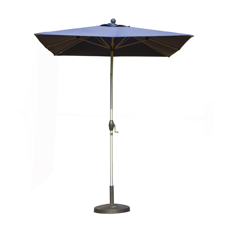Parasol de patio rectangulaire avec fonction de levage à manivelle et d'inclinaison, bleu marine (base non incluse), Marine