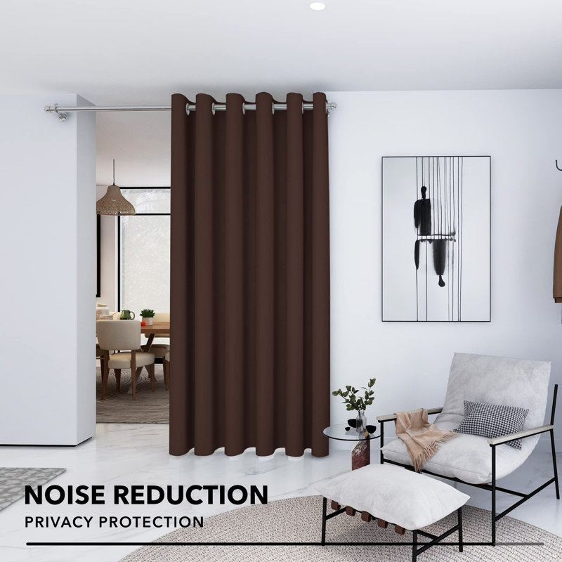Wide Room Divider Thermal Insulated Blackout Patio Door Curtain Panel, 1 Panel, Chocolate, 100" W x 84" L