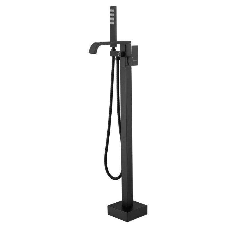 1 Handle Floor Clawfoot Tub Faucet with Diverter, Black