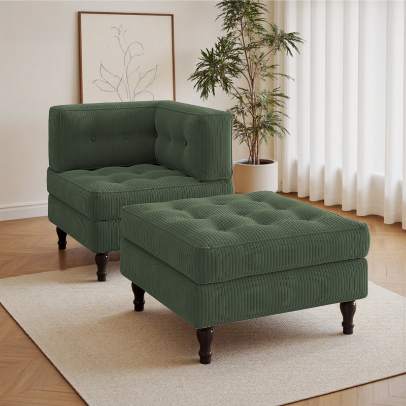 Upholstered Chaise Lounge, Green