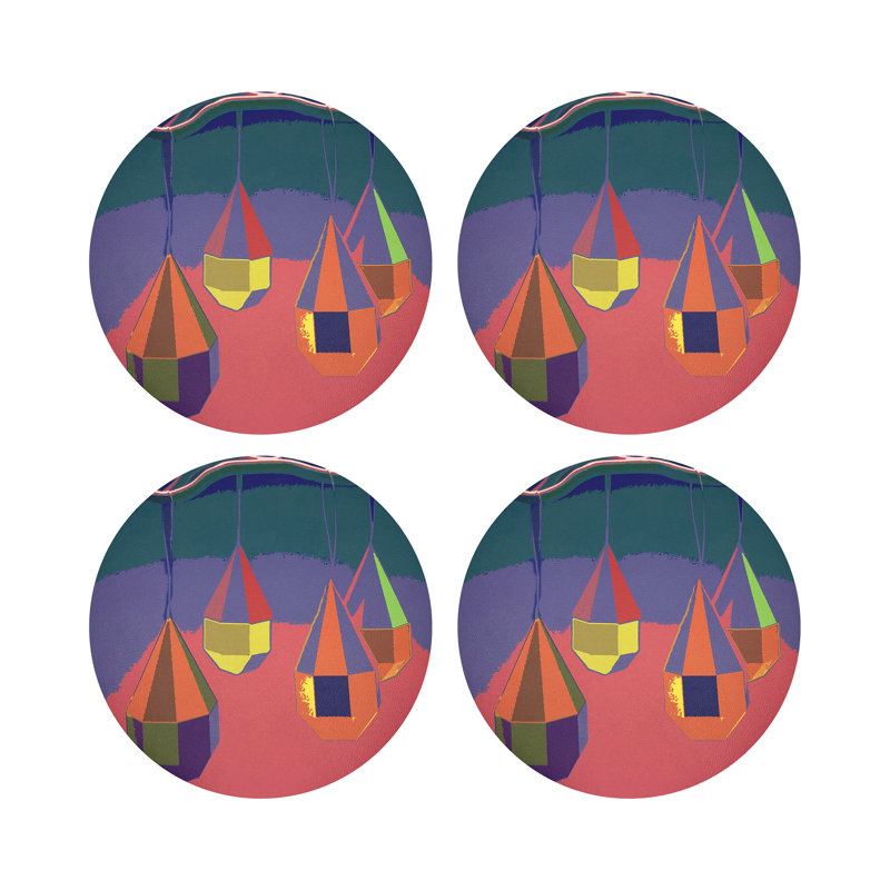 Ornaments Pebble 16" Vinyl Placemat, Coral/Teal
