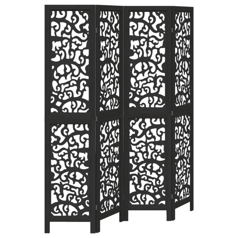 Folding Room Divider, 4, 200cm H x 145cm W x 1.6cm D, Black