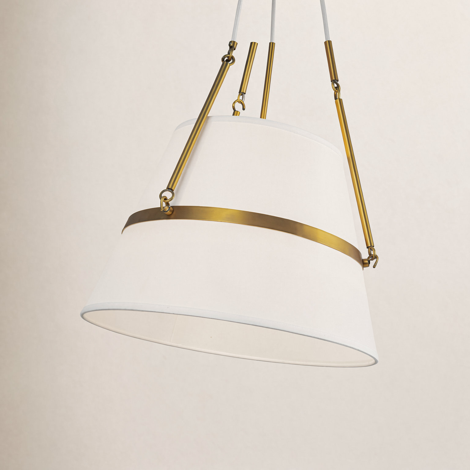 Oliver Single Light Linen Pendant, Aged Gold/White Linen