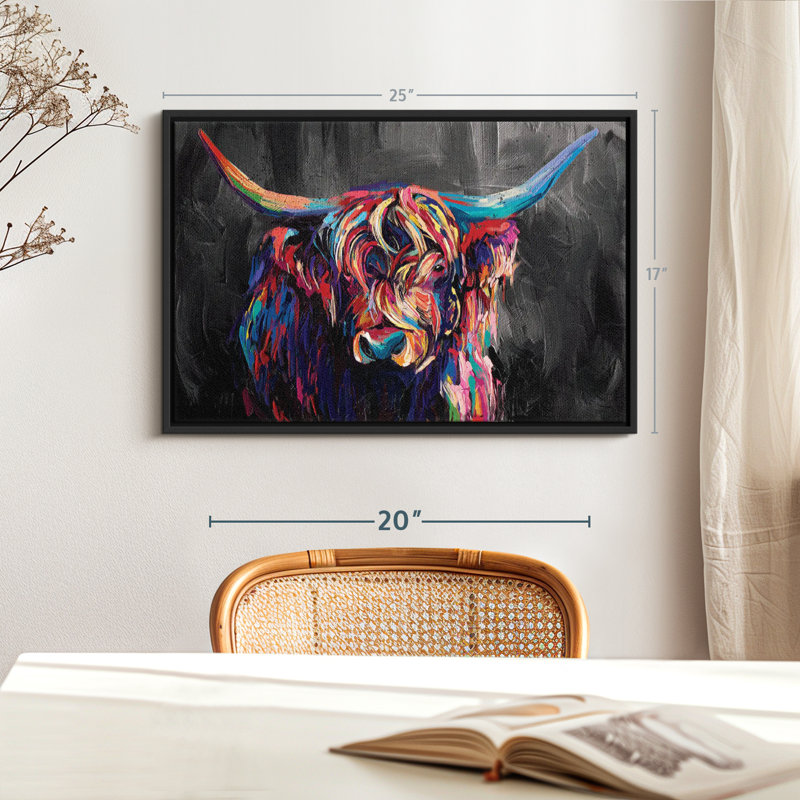Animal «Art mural en acrylique Highland Cow», H 17 po x l 25 po
