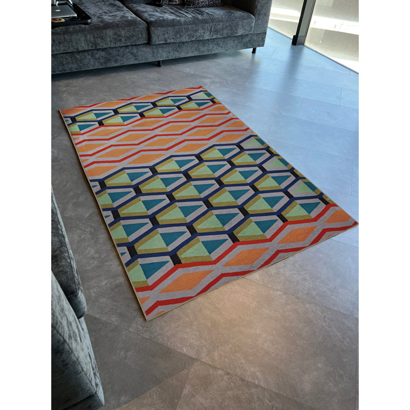 Tapis décoratif multicolore à motif géométrique, Tapis de couloir 3 pi 3 po x 9 pi 10 po