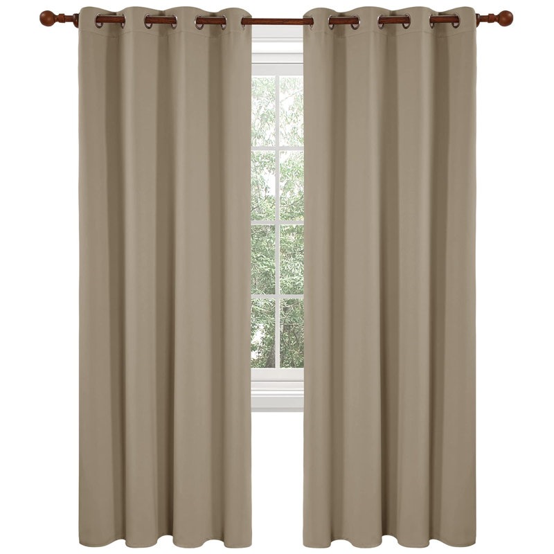 Thermal Insulated Room Darkening Grommet Curtain Panels (Set of 4), 52" W x 84" L, Khaki