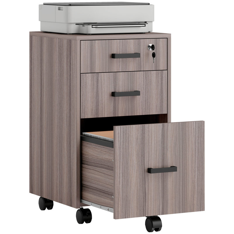 Classeur 3 tiroirs avec barres de suspension pour format lettre A4, gris