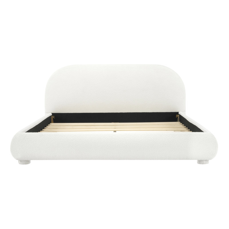 Lit tapissier en tissu de style crème, lit double simple moderne, grand