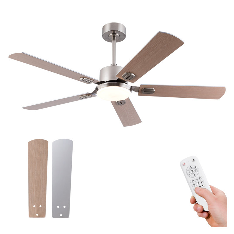 42-Inch Low Profile Ceiling Fan with Light and Remote, Silver Finish, ABS Blades for Indoor Use