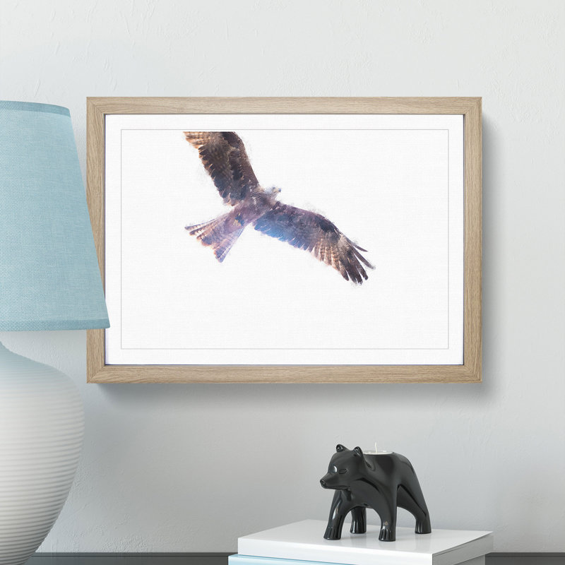 Flying Eagle - Picture Frame Graphic Art Print, Oak Framed, 62cm H x 87cm W x 2cm D