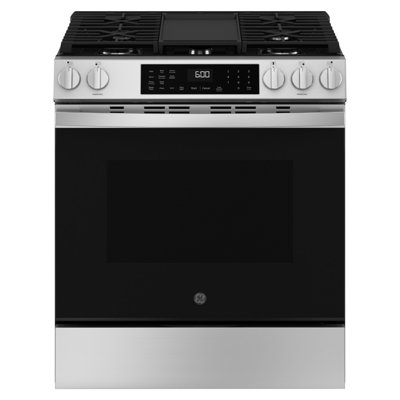 GE Appliances 30"" 5.3 Cubic Feet Smart Natural Gas Slide-in Convection Range -  GGS600AVFS