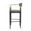 Ensemble de 2 tabourets de bar, tabourets de bar rembourrés à hauteur de comptoir avec dossier et pieds en fer pour îlot de cuisine, assise en tissu d'une capacité de poids de 260 lb-426606881-426606880