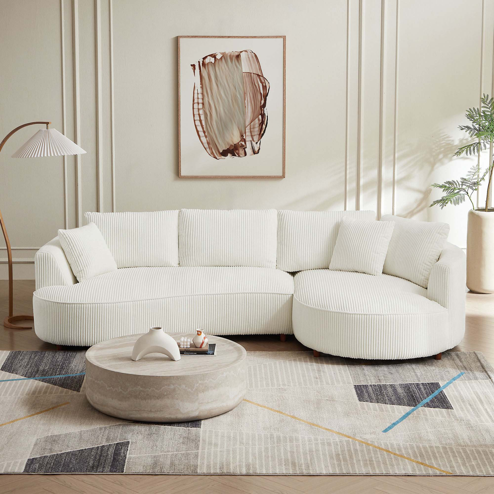 Hokku Designs Comfortable Corduroy Sectional Sofa with Right Chaise for ...