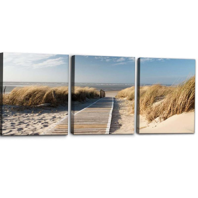 Canvas Wall Art - Pathway To Shoreline Artwork Painting., 40 cm H x 90 cm W