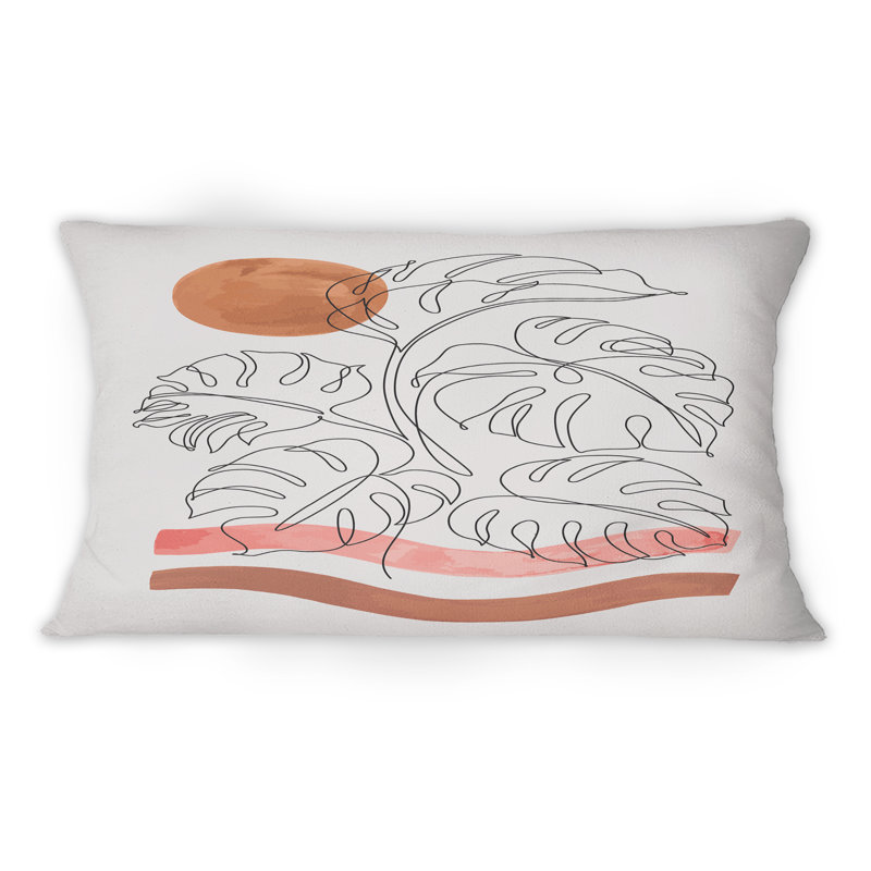 Coussin décoratif à motif de feuilles tropicales One Line Art Tropical - 12 po x 20 po