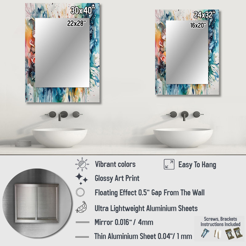 Captivating Boho Dance I - miroir mural abstrait, miroir décoratif moderne, impression d'art en métal, 32 po x 24 po