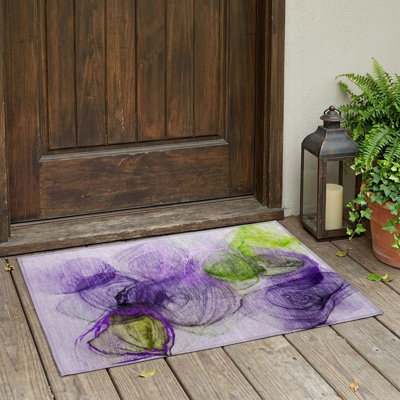 2' X 3' Purple Abstract Washable Non Skid Indoor Outdoor Area Rug