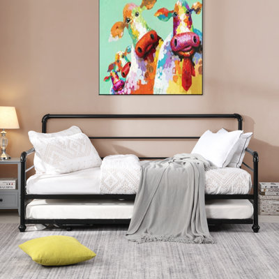 Lit de jour style simple avec lit gigogne réglable, lit gigogne, lit, canapé-lit, salon, chambre à coucher, argent