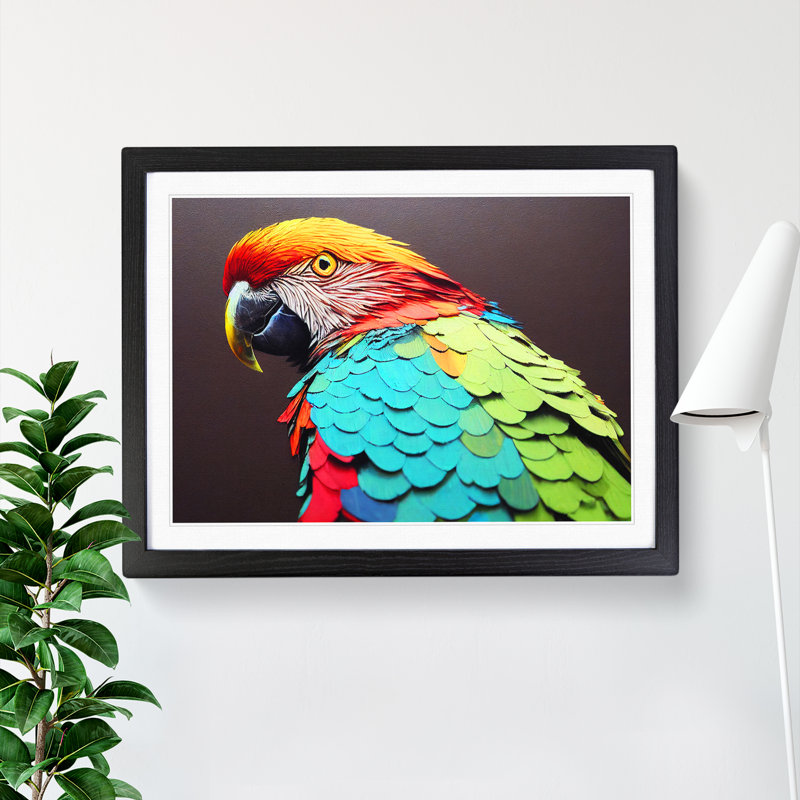 XH1022-6793X Parrot Portrait Vol.2 - Single Picture Frame Print, Black, 25cm H x 34cm W x 2cm D