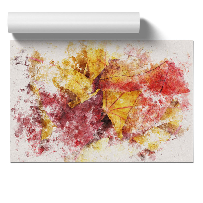 Autumn Leaves Watercolour - Frameless Print, 30cm H x 42cm W x 0.1cm D