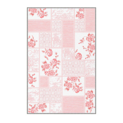 Claiborne Floral Handwoven Polyester Area Rug in Pink