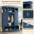 Arched Farmhouse Hall Tree, All-In-One Entryway Organizer With Storage Bench, Dual Side Cabinets, Adjustable Shelves & 7 Hooks, Blue For Mudroom Hallway-2077084821
