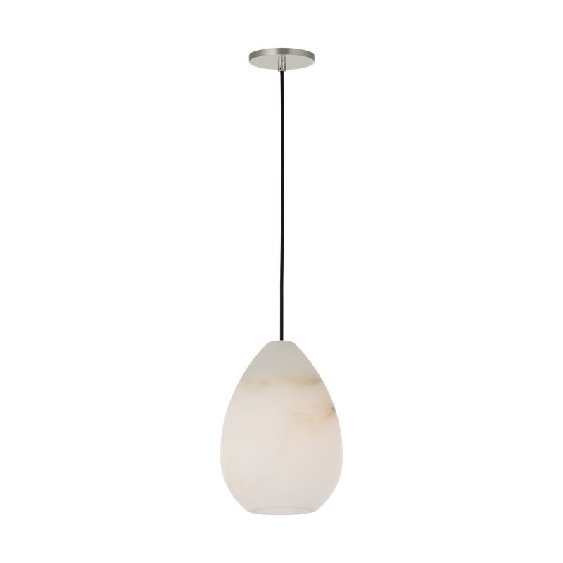 Sean Lavin Alina 1-light LED Pendant in Polished Nickel with Alabaster shade, Polished Nickel, 18.5" H x 8.5" W, No