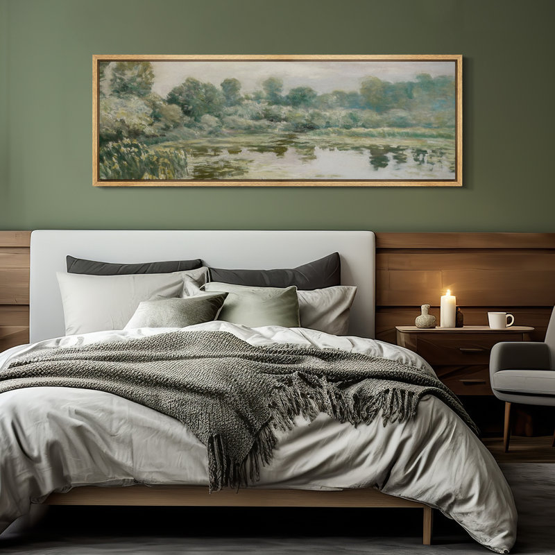 Reproduction d'art murale de chambre à coucher encadrée de la chambre principale, H 20 po x l 60 po x P 1,5 po, Naturel