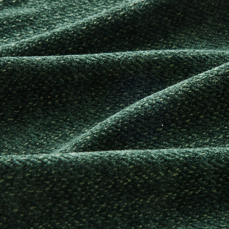 Three - Modulaire en chenille, conception ergonomique incurvée, coussins et base pour canapé en bois, Chenille verte