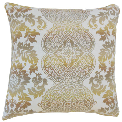 Orma Damask Cotton Blend Reversible Throw Pillow