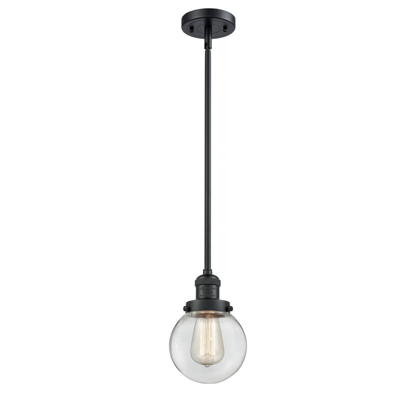 Luminaire suspendu sphère 1 lumière Zarmayr, Ampoule non incluse, Transparent, Noir mat
