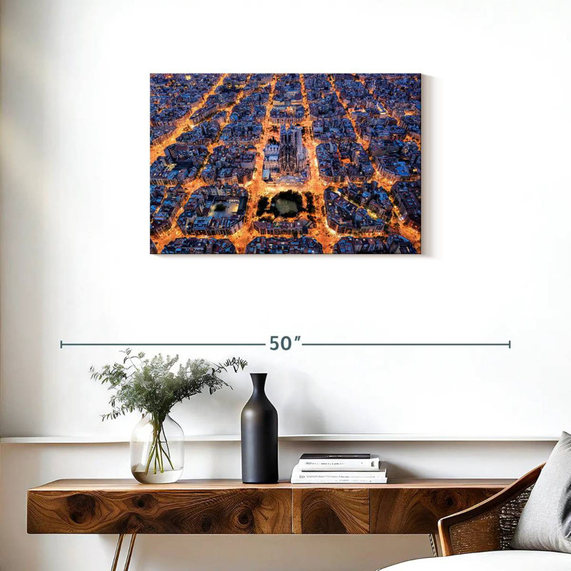 Lumières de la ville de Barcelone, H 20 po x l 30 po
