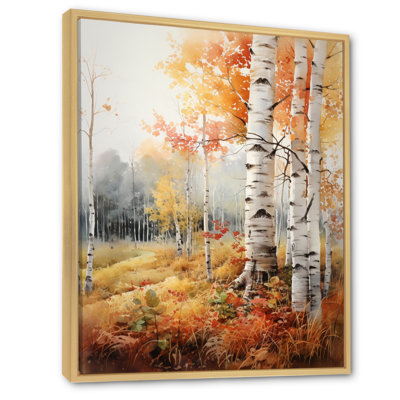 «Nynette Birch Woods Autumn Tapisserie», reproduction sur toile