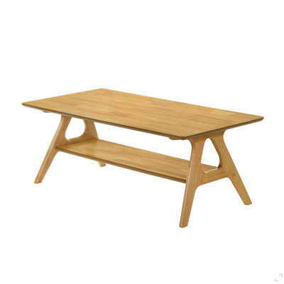 Mid-Century Modern Wood Shelf Coffee Table