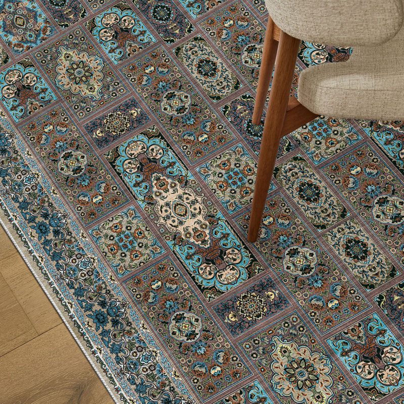 Oriental Floral ,Machine-Washable, Non-Slip Rugs., Rectangle 5' x 8'