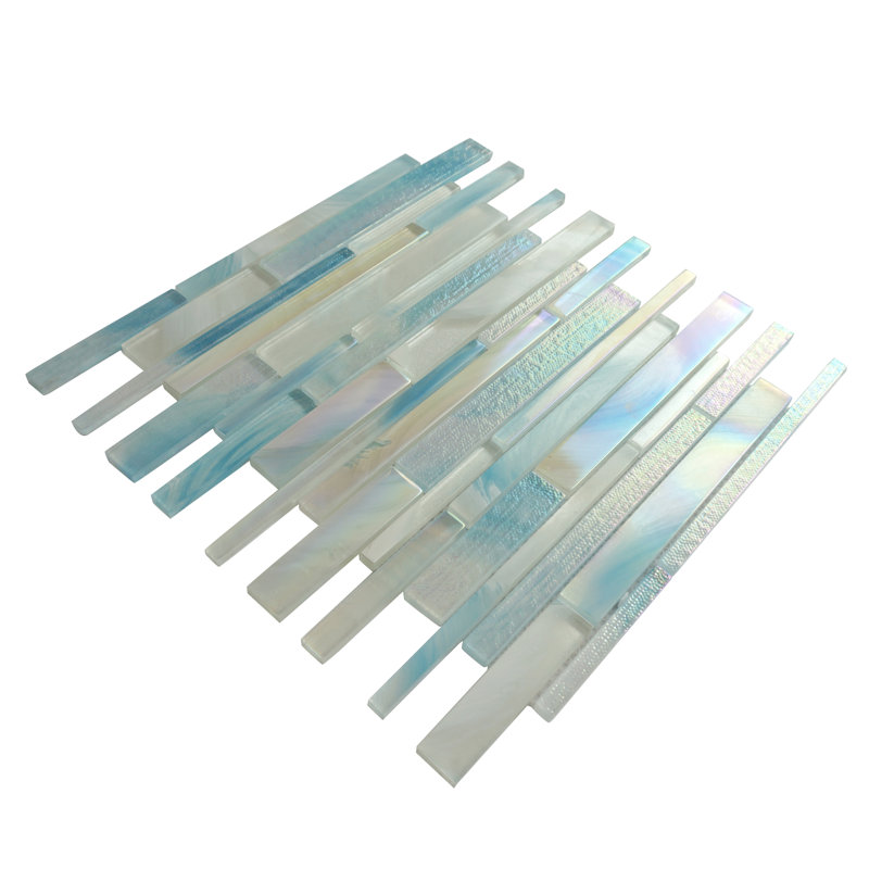 Carreau de mosaïque en verre brillant emboîtable 11,82 po x 12,76 po Aurora, Bleu