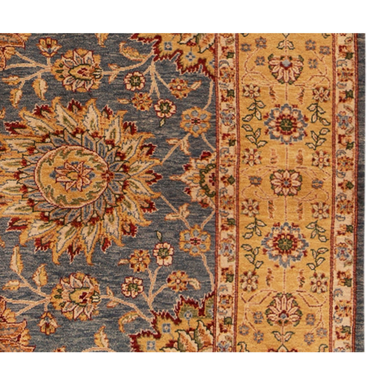 Tapis unique noué à la main bleu / orange / rouge de haute qualité
