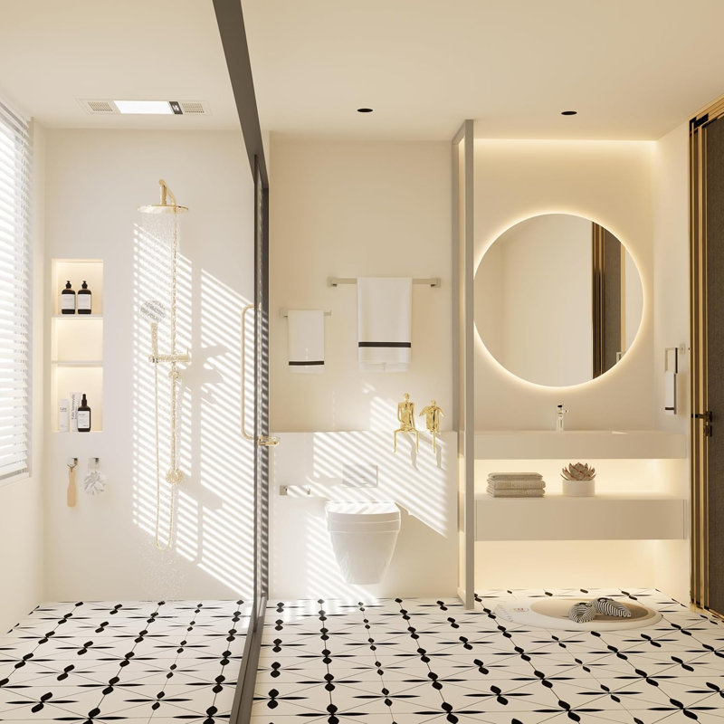 Accessoires de salle de bain fixés au mur, Nickel brossé